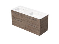 INTEDOOR Kúpeľ.skriňa+dvojumývadlo BEE, úchyt chróm, 4zás., š. 121cm dub Welling