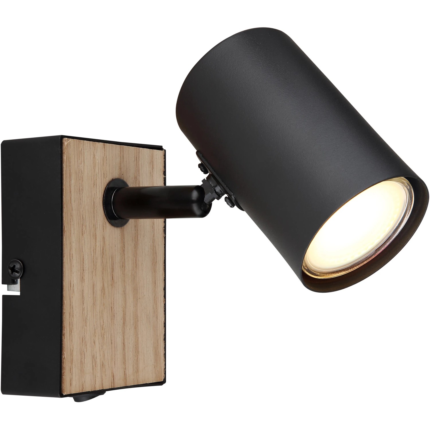 E-shop GLOBO 1bodové svietidlo ROBBY čierna/drevo GU10 35W 70 x 100 x 135 mm