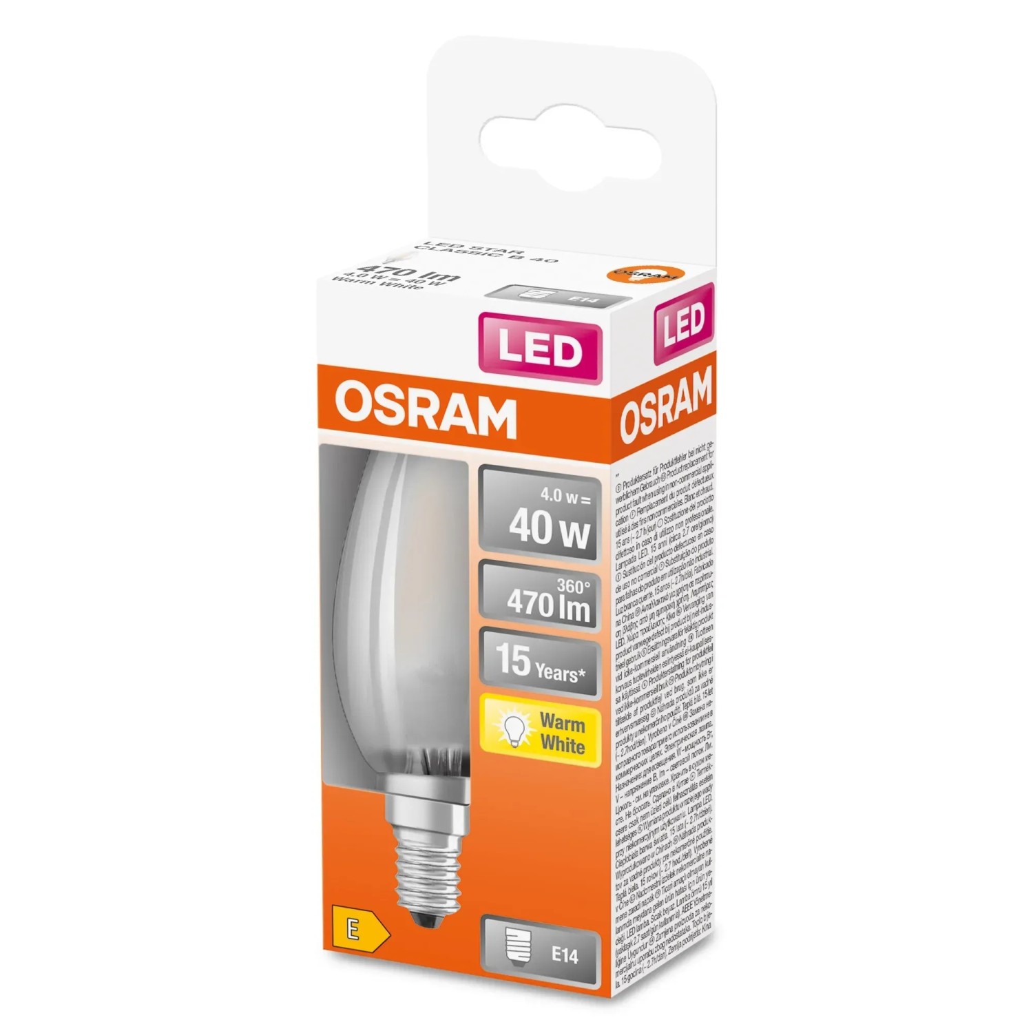 E-shop OSRAM LED žiarovka CLB40 4 W E14 2700 K Filament matná teplá biela
