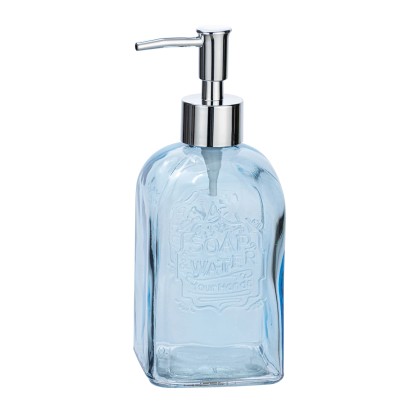 Wenko Sklenený dávkovač na mydlo Vetro, modrá, 500 ml