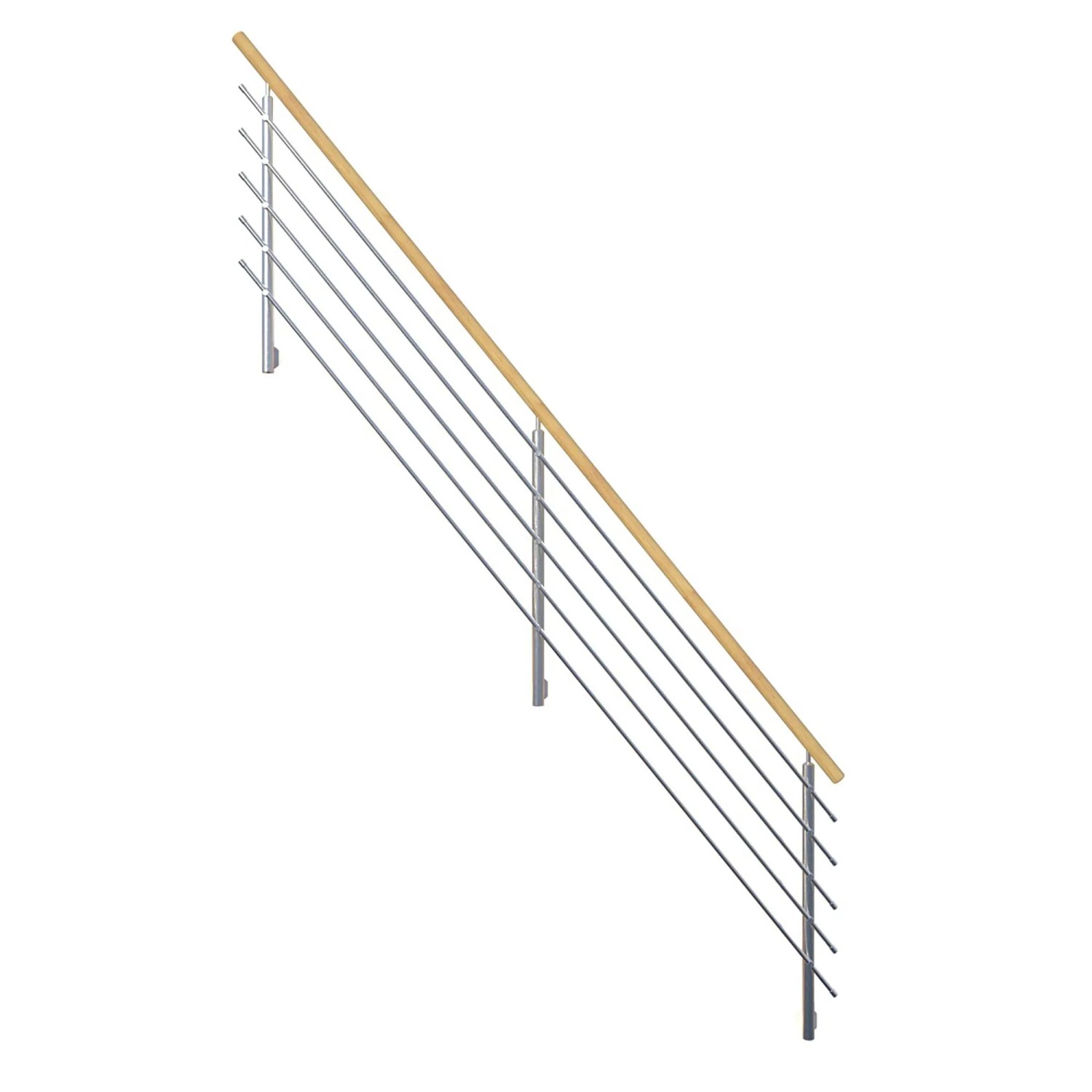 E-shop StarWood Dizajnové nerezové zábradlie s oblým smrekovým madlom 362 cm