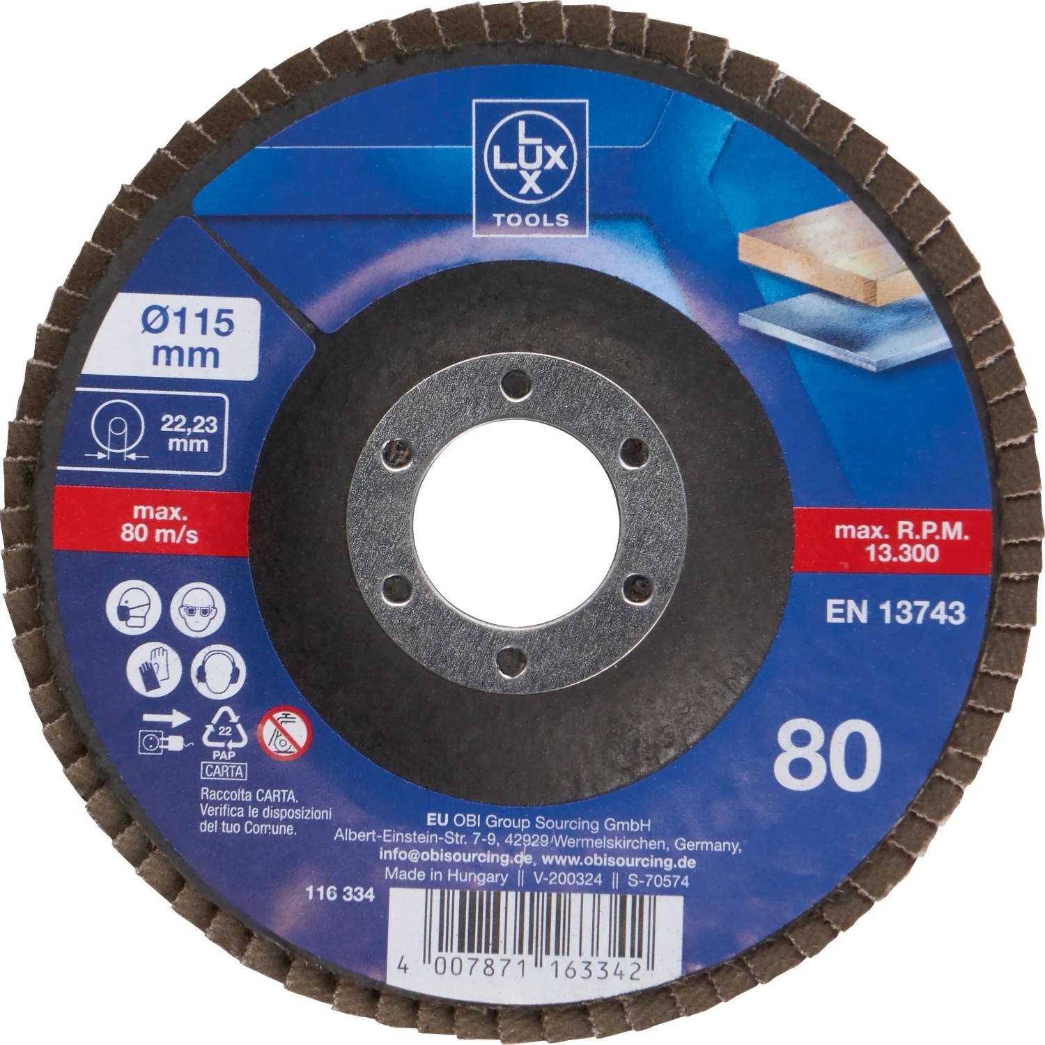 E-shop LUX-TOOLS Lamelový brúsny kotúč Multi, zrnitosť K80, pr. 115 mm