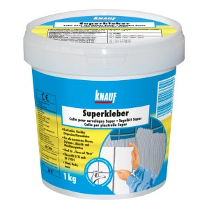 Knauf Superkleber sivé lepidlo na obklady, 1 kg vedro pre interiéry.