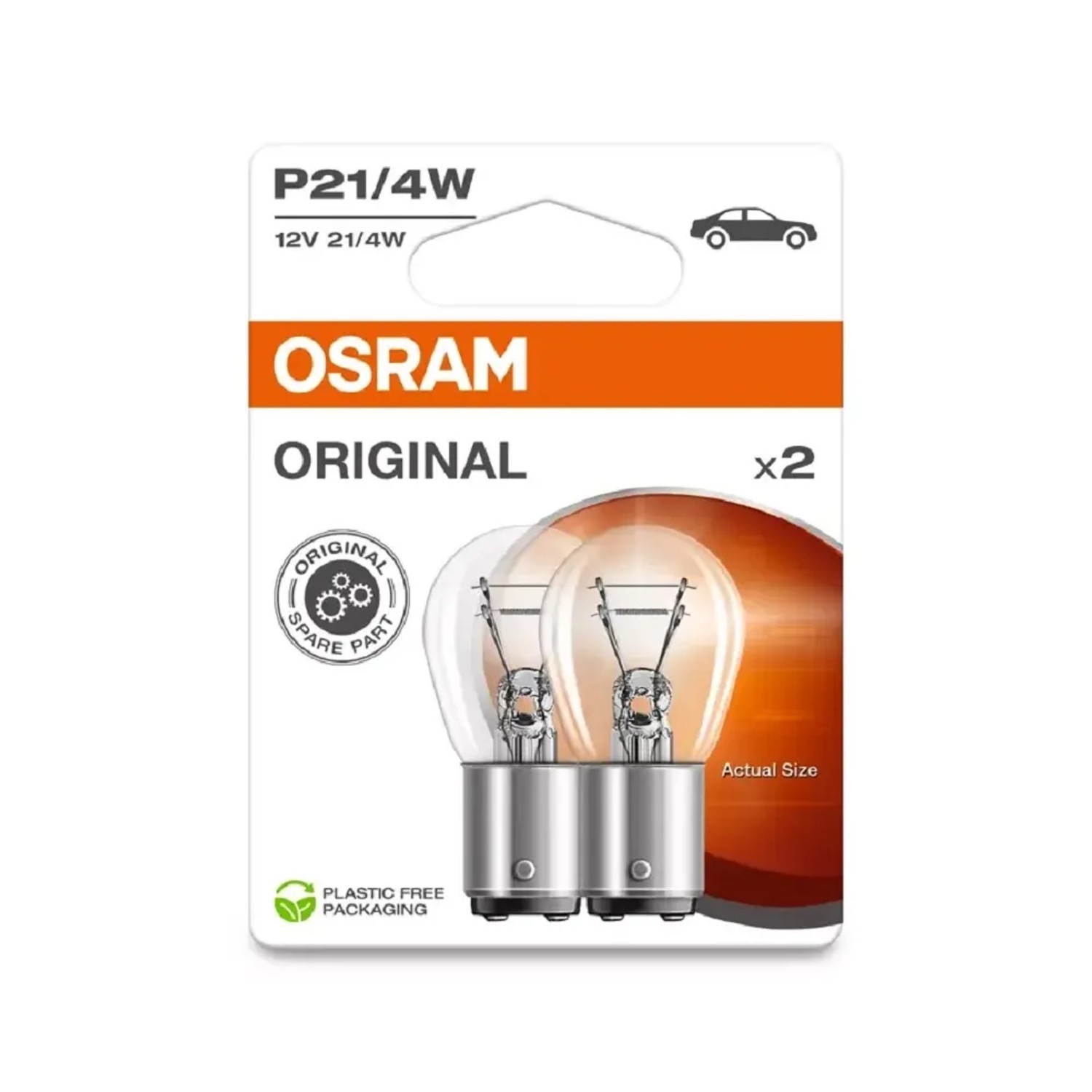 E-shop OSRAM Pomocná autožiarovka Original s kovovou päticou P21/4W, 12V, 2ks (BLI ECO)