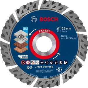 Diamantový rezný kotúč Bosch Expert Multi Material, priemer 125 mm. Príslušenstvo pre uhlové brúsky.