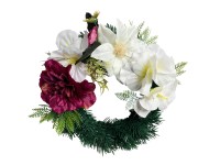 M.A.T. Jesenný dušičkový veniec z umelých kvetov červenobiely pr. 28 cm M.A.T. Jesenný dušičkový veniec z umelých kvetov červenobiely pr. 28 cm