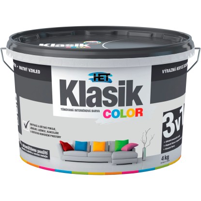 HET Klasik COLOR Tónovaná interiérová farba KC 0117 sivá platinová, 4 kg