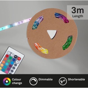 Briloner LED pásik Flexband 3 m s diaľkovým ovládaním, viacfarebný.