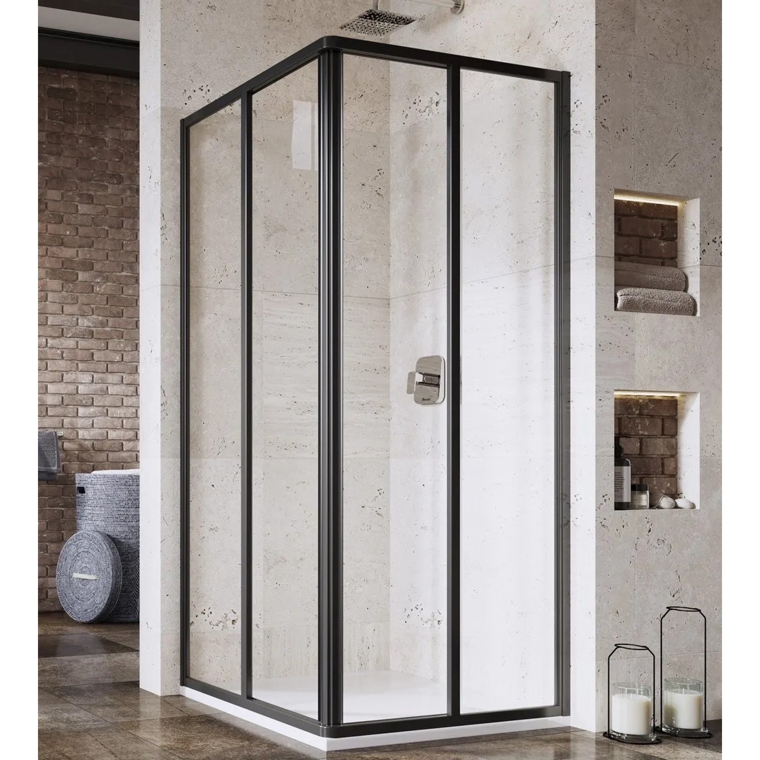 E-shop RAVAK Sprchovací kút Supernova SRV2-SRV2 90x90 195 čierna/transparent