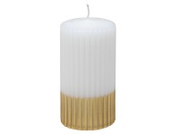 Steinhart Valcová sviečka s reliéfom Klassik, biela/zlatá, pr. 5,7 x 11 cm