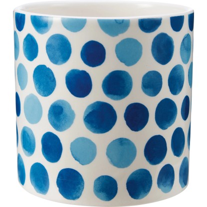 Kvetináč s motívom mora, bodky, bielomodrý, keramický, pr. 10,2 cm