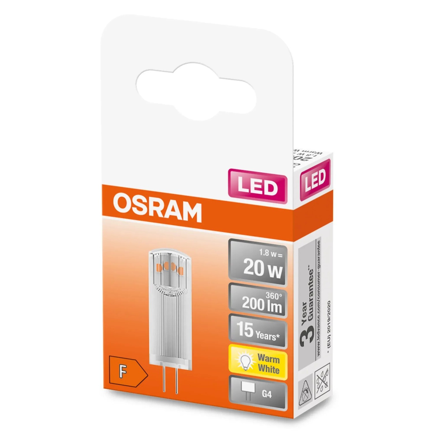 E-shop OSRAM LED žiarovka PIN20 1,8 W G4 12V 2700 K teplá biela číra
