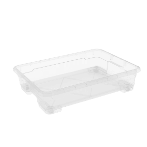 Priehľadný úložný box pod posteľ Santos 52,5 l s kolieskami pre úsporu miesta.