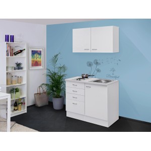 Biela mini kuchynka Flex-Well "Wito" (100 cm) s 2-platničkovým varičom a drezom.
