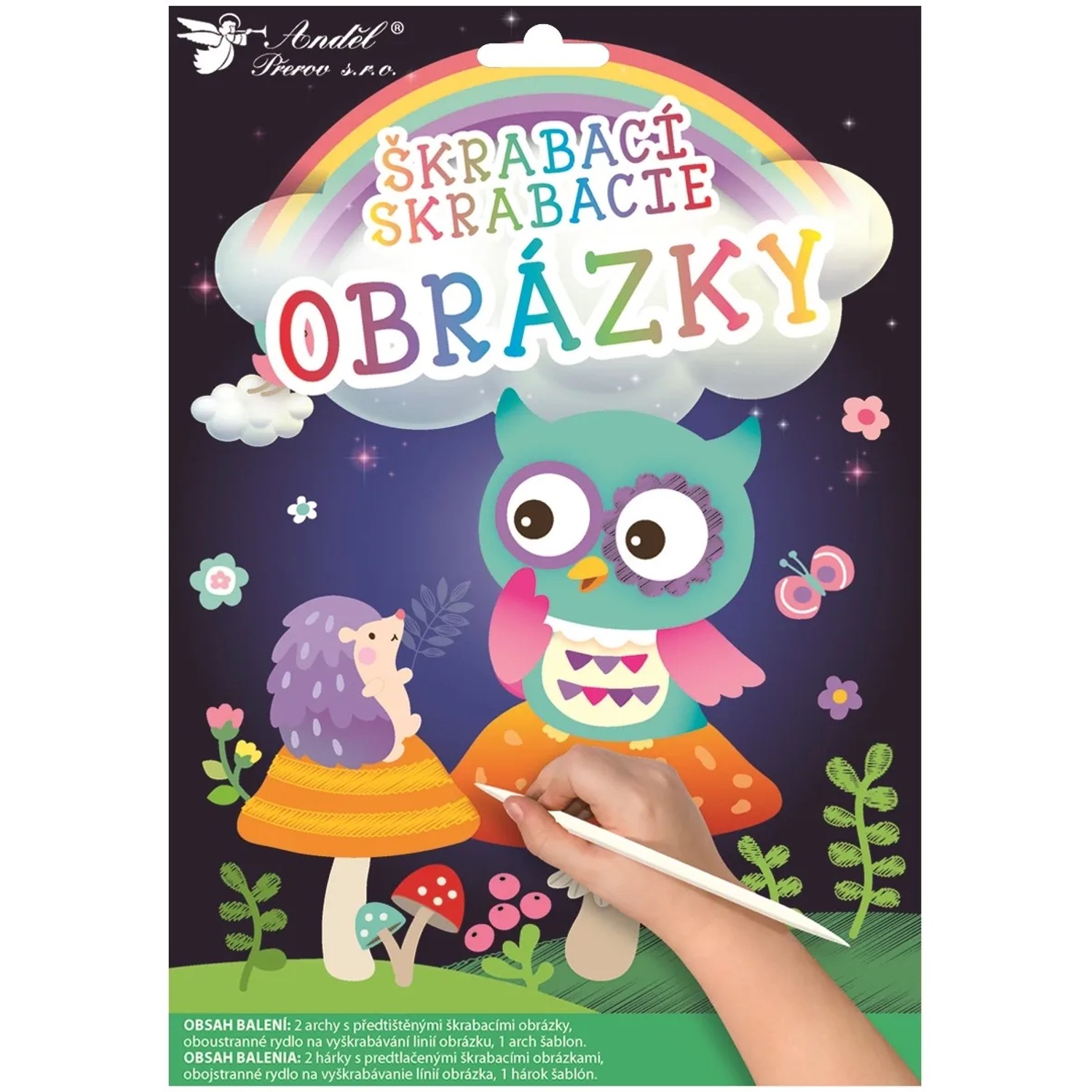 E-shop Anděl Přerov Škrabacie obrázky sovička, 2 hárky 16,5 x 21 cm