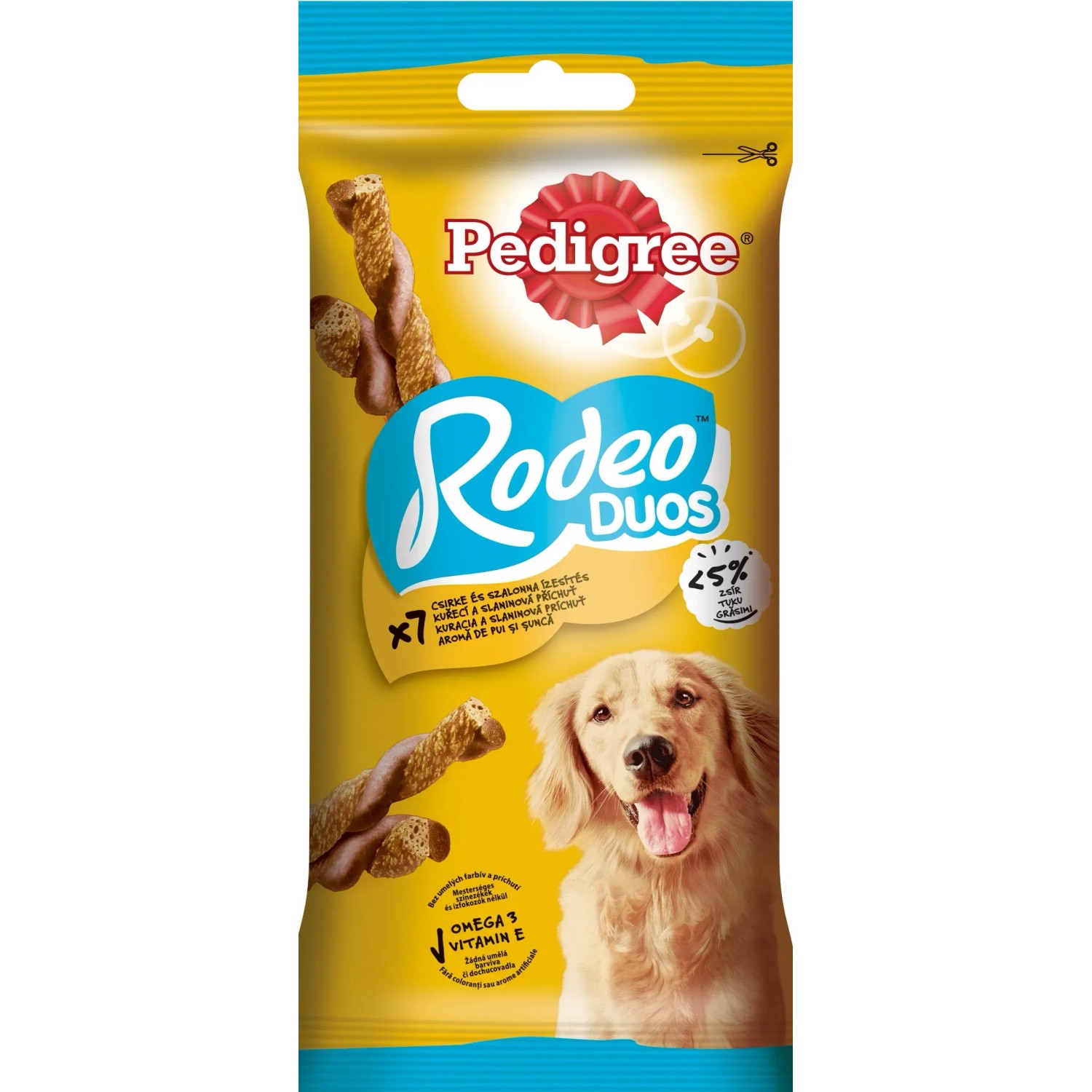 E-shop Pedigree Maškrta pre psov Rodeo Duos kura a slanina 123 g