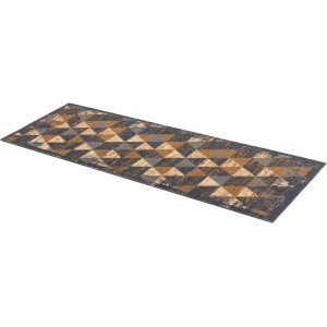 Čistiaca rohožka Astra Miabella s trojuholníkmi v sivo-hnedej farbe, 50x150 cm, pre vnútorné použitie.