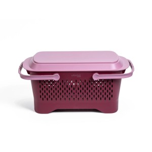 Plastia Košík na zber s vekom vínový 47,5 x 27,2 x 23,4 cm