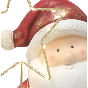 Detail: Santa Claus so sobom a osvetlenou hviezdou, 32 cm, slávnostná vianočná dekorácia.
