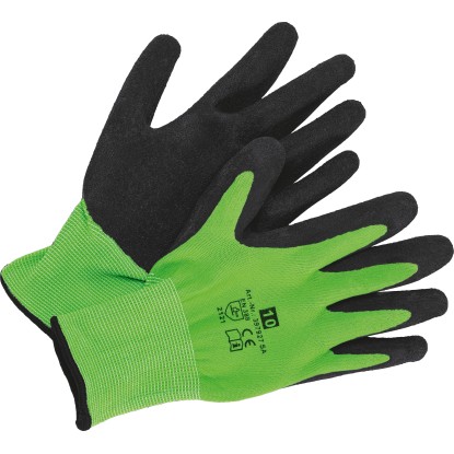 Záhradné rukavice s čiastočnou latexovou úpravou, zelené, vel. 9