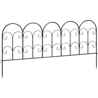 Kovový dekoratívny záhradný obrubník, ornamenty, čierna, 100 x 48 cm