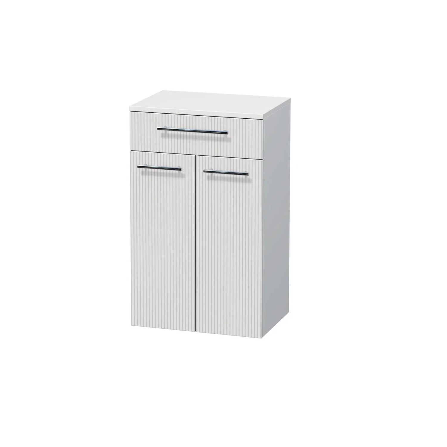 E-shop INTEDOOR Nízka skriňa BEE, úchyt chróm, 1zásuvka, 2dvere, š.50cm, biela 3D pruhy