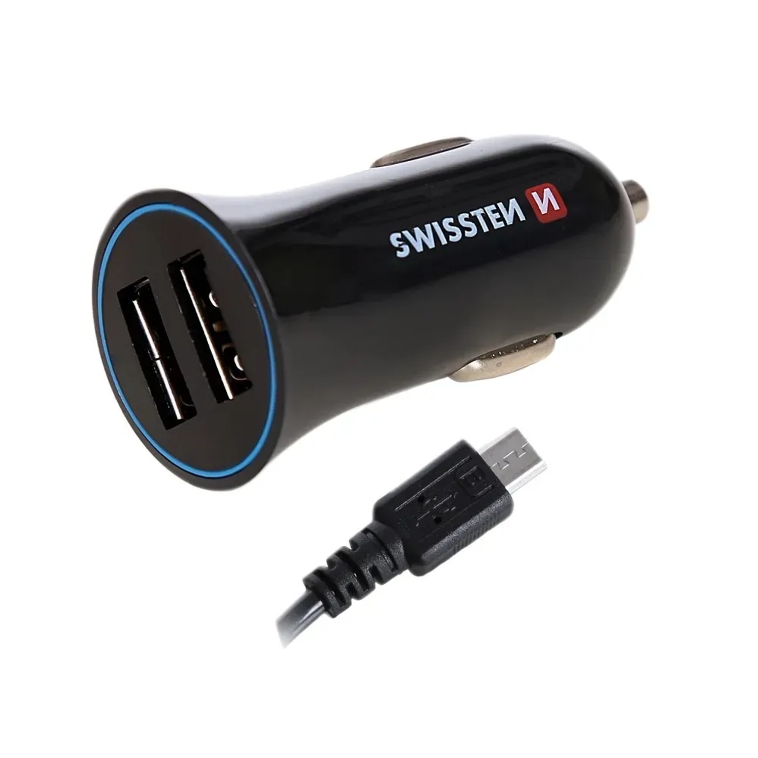 E-shop SWISSTEN Nabíjačka USB-A 12/24V, 2,4 A, 2x USB-A, kábel Micro USB