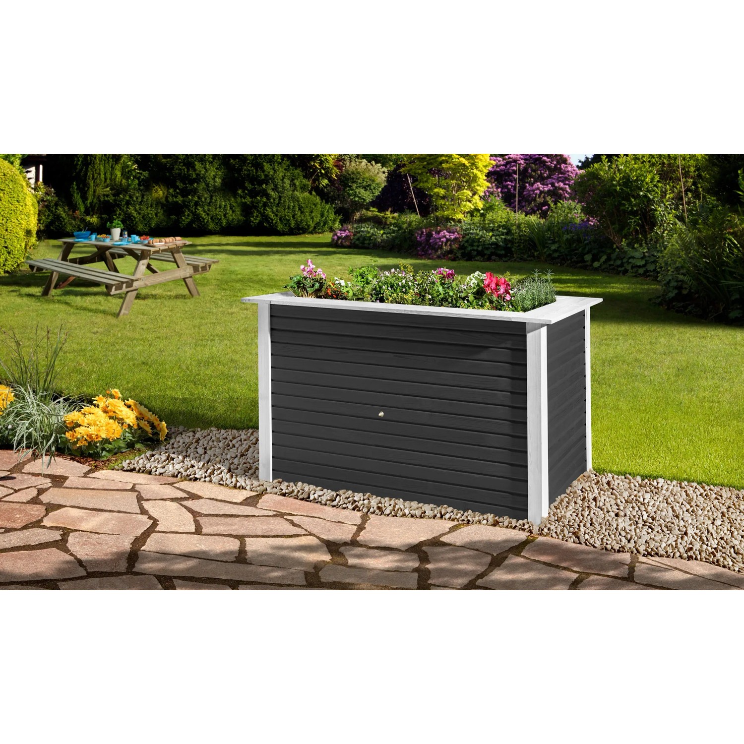 E-shop Weka Vyvýšený záhon Profi WekaLine 669, antracitová/biela, 81 x 131 x 91 cm