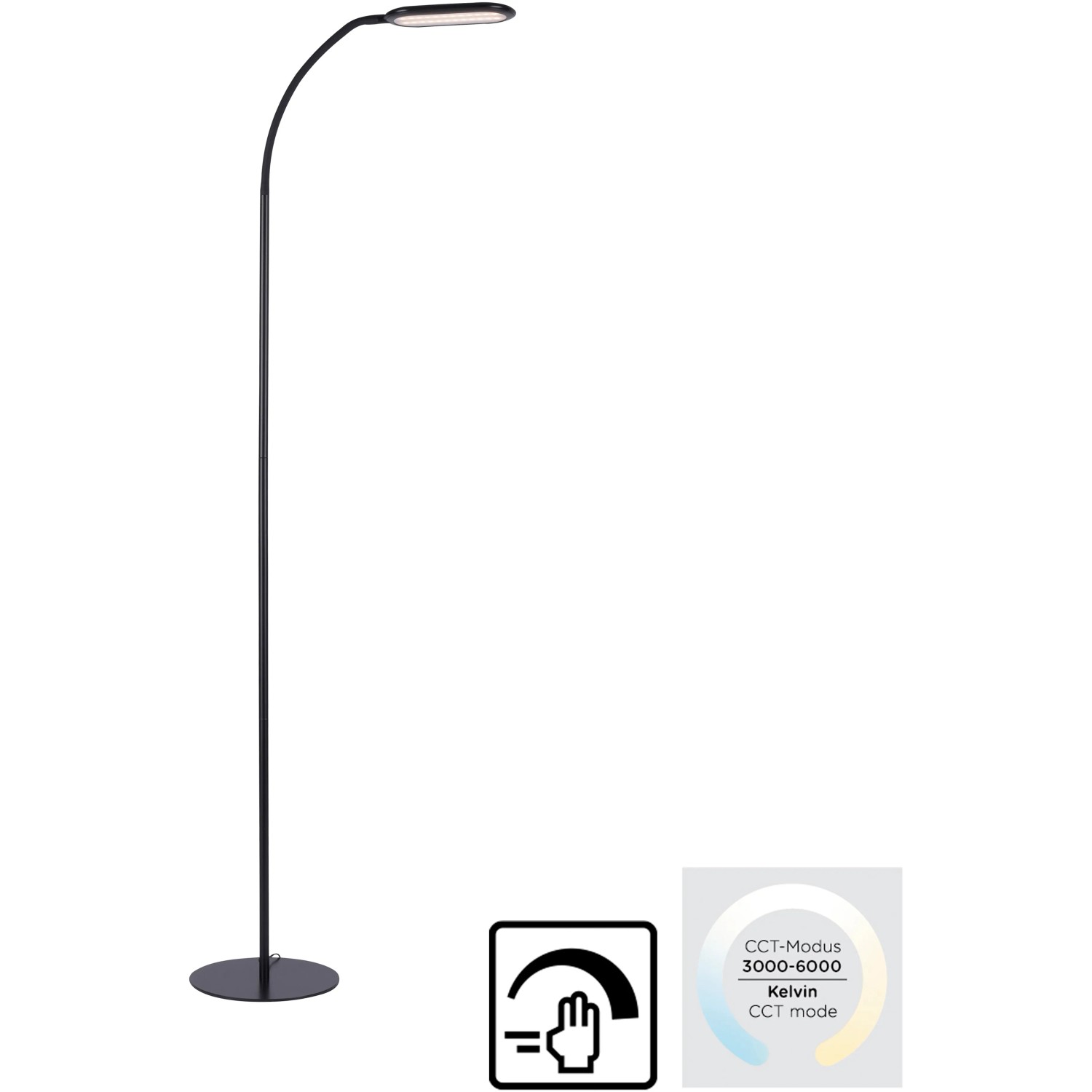 E-shop Just Light. Stojaca LED lampa Kelly, 7W, 1180lm, 3000-6000K, čierna 63 x 175 cm