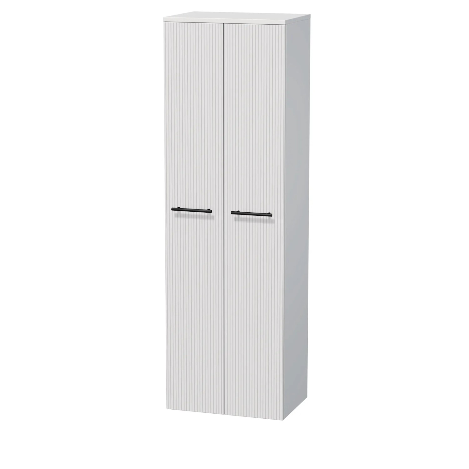 E-shop INTEDOOR Vysoká skriňa BEE, úchyt čierny, 2 dvere, š. 50 cm, biela 3D pruhy