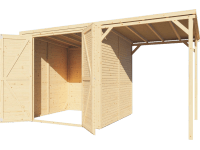 Bertilo Drevený domček na náradie Box 3 Plus s prístavbou, prírodný, 373 x 202cm