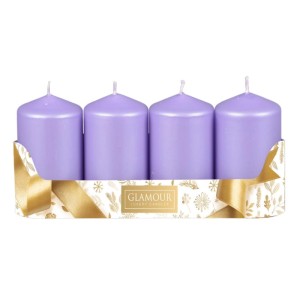 Sada adventných sviečok VALEC metalická matná svetlo fialová 5 x 9 cm, 4 ks