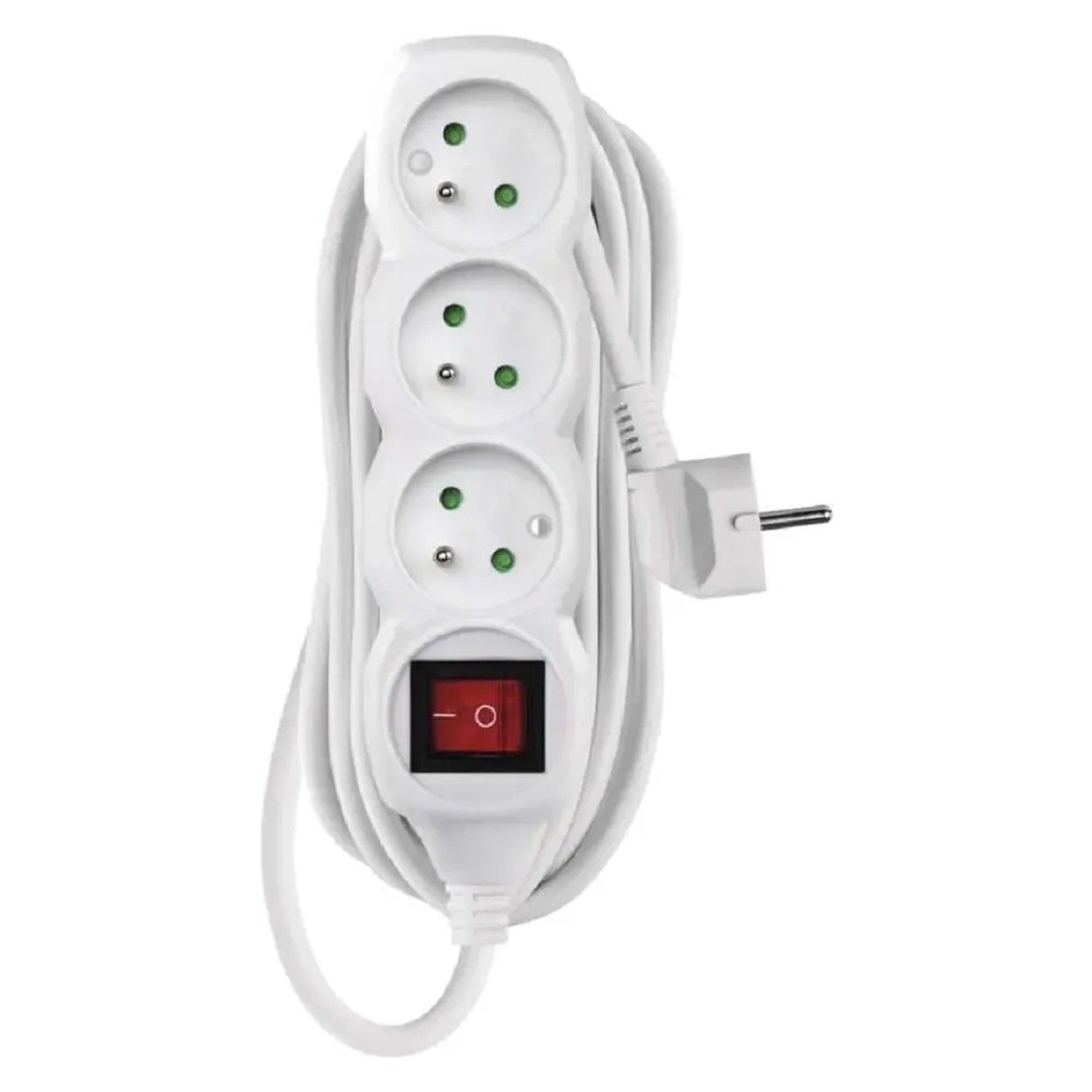 E-shop EMOS Predlžovací kábel s vypínačom biely, 3 zásuvky, max. 10 A/2300 W, 5 m