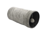 Magic Cat Plyšový šuštiaci tunel pre mačky sivý 50 x 24 cm