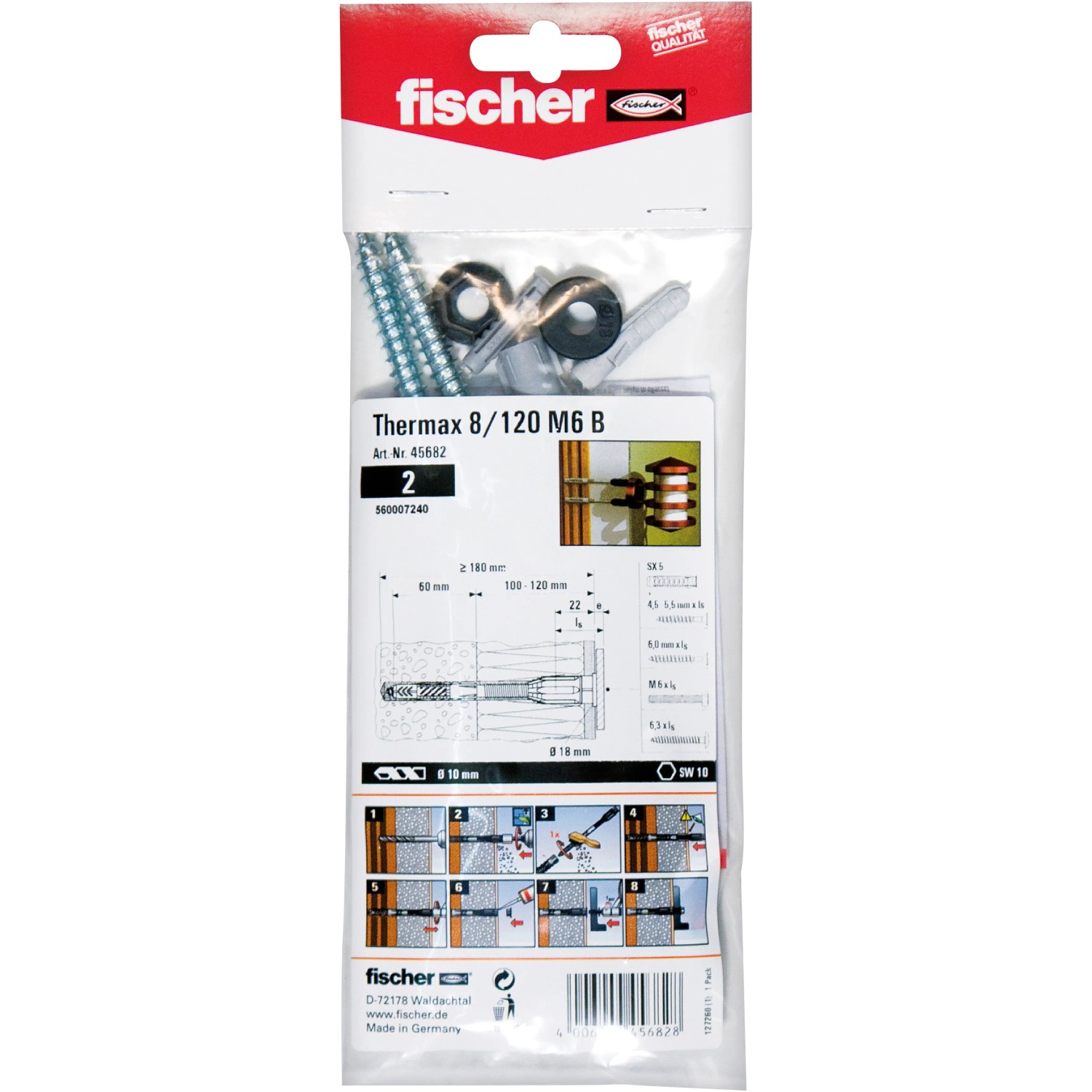 E-shop Fischer Dištančný montážny systém TherMax 8/120 M6, 2 ks