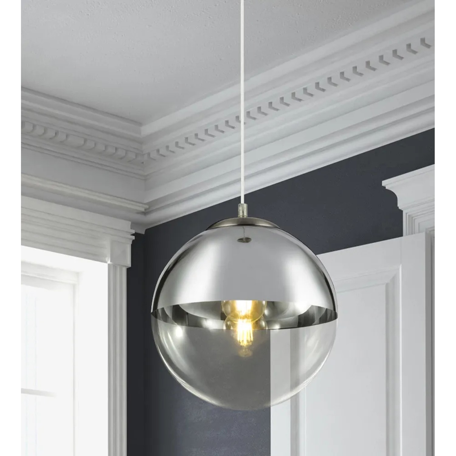 E-shop GLOBO Závesné svietidlo VARUS, E27, matný nikel/chróm, pr. 30 x 120 cm