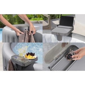 Bestway LAY-Z-SPA Xtras 4 v 1 odkladací podnos pre vírivku: stolík, držiak, priehradka, držiak na uteráky.