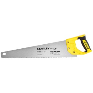 Ručná píla Stanley so žlto-čiernou rukoväťou, 500mm pílový list pre presné rezy.