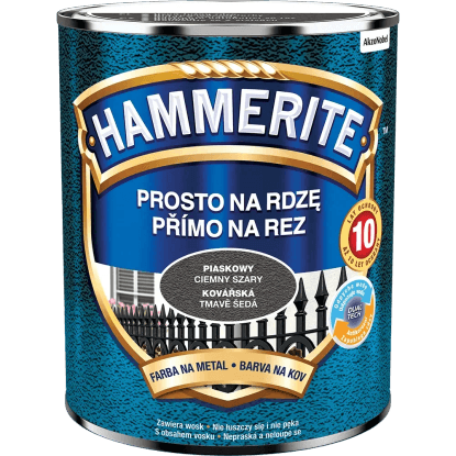 Hammerite Priamo na hrdzu farba na železné kovy kováčska tmavo sivá 0,7 l