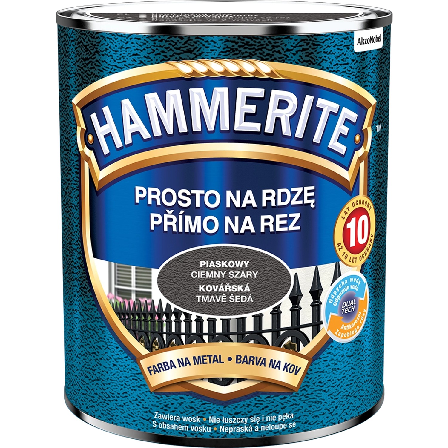 E-shop Hammerite Priamo na hrdzu farba na železné kovy kováčska tmavo sivá 0,7 l