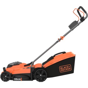 Akumulátorová kosačka Black+Decker BCMW3318L2, 18 V, šírka záberu 33 cm. Ideálna pre malé až stredne veľké záhrady.