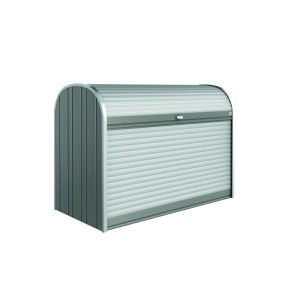 Biohort záhradný úložný box StoreMax 190 v kremenno-sivej metalíze, kovový, s roletou.