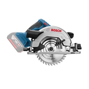 Akumulátorová okružná píla Bosch Professional GKS 18V-57 G s akumulátorom, pílovým kotúčom a L-Boxx.