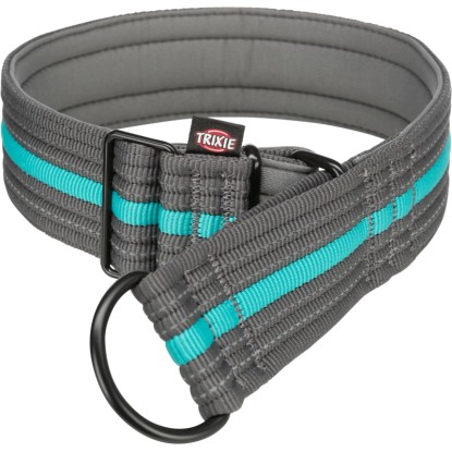 TRIXIE Obojok Pull Stop Fusion grafit/oceán, veľkosť M-L 38-48 cm, šírka 45 mm