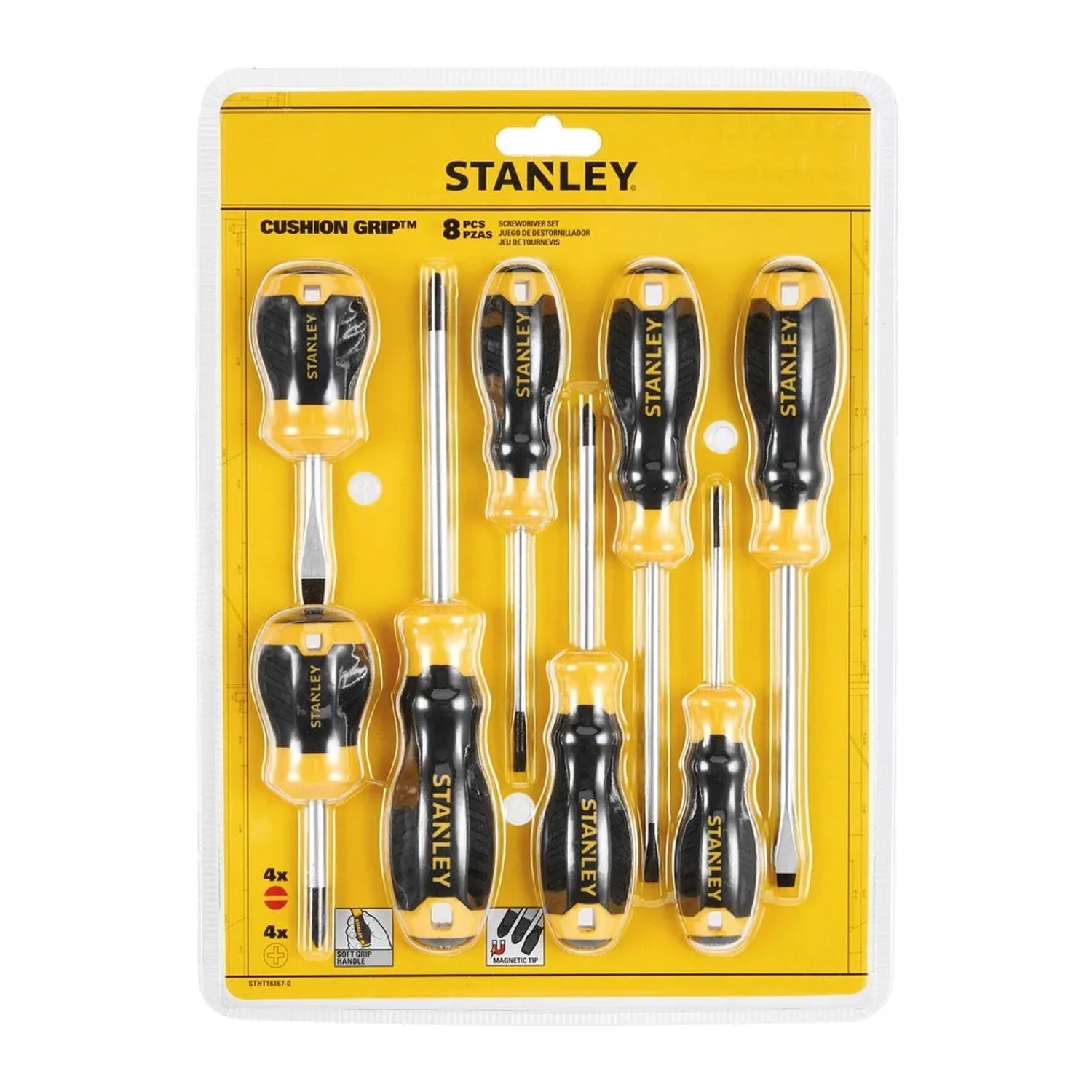 E-shop STANLEY Súprava skrutkovačov CushionGrip + skúšačka STHT16167-0, 8-dielna