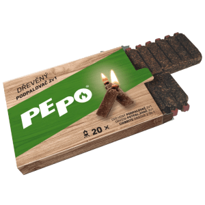 PE-PO Drevený podpaľovač 2v1, 20 podpalov