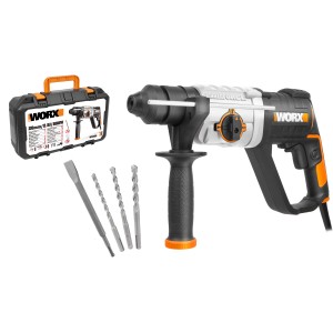 Vŕtacie kladivo Worx 800 W WX339 s príslušenstvom a kufríkom.