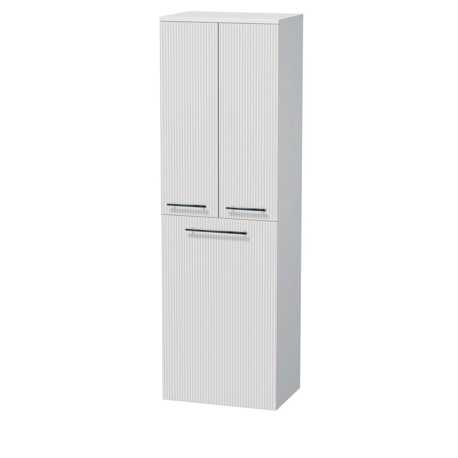 E-shop INTEDOOR Vysoká skriňa BEE, úchyt chróm, 2 dvere, kôš, š. 50 cm biela 3D pruhy