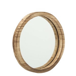 Okrúhle zrkadlo Boltze Home Jones, Ø 30 cm, rám z prírodného dreva, dekorácia na stenu.