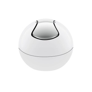Biely kozmetický kôš Spirella Bowl v tvare gule s výklopným vekom, plast.